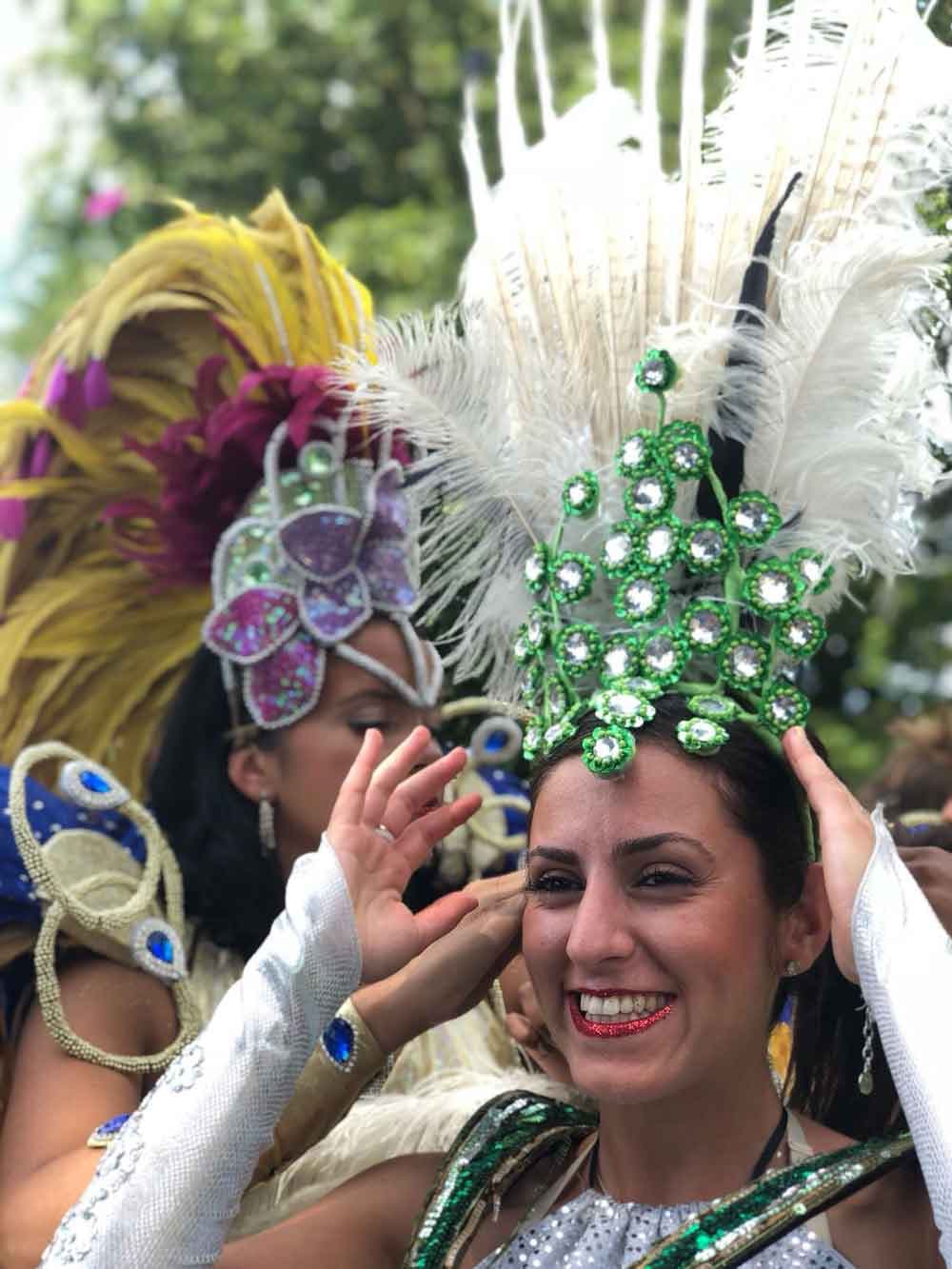 Dancer getting ready for a parade